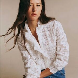 Sezane White Lace Blouse Sézane Chlo